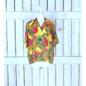 Vintage womens Hawaiian tropical floral short sleeve button down
